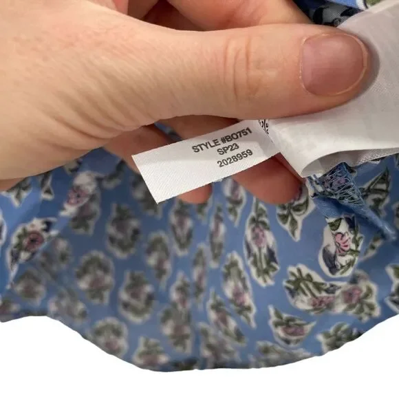 J. Crew floral‎ Cotton artist top blouse Sz S Quiet Harbor Bright Pep - Picture 8 of 9